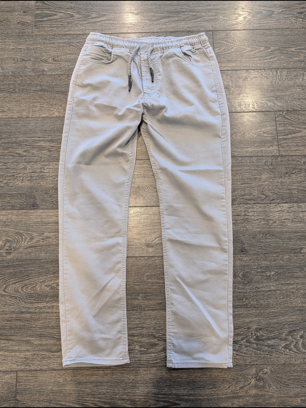 Men's Shaft Light Gray Drawstring Casual Pants Italian